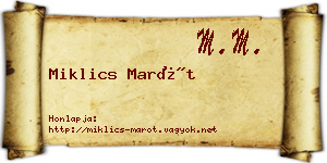 Miklics Marót névjegykártya