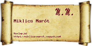 Miklics Marót névjegykártya